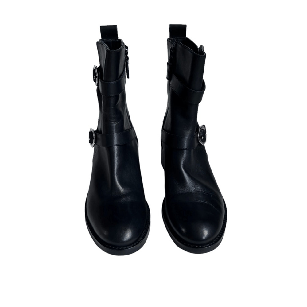 Cole Haan  Black Leather Grand 360 Moto Boot Double Buckle Size 7.5 - Picture 2 of 7